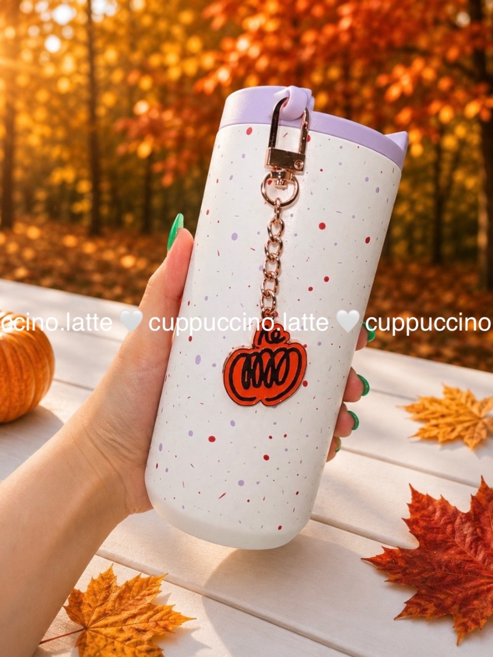 🍂NWT🎃Starbucks 2026 Fall Autumn Speckle Pumpkin Charm SS Water Bottle